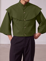 Men's Avant-Garde Party Cape Collar Cropped Wide Half Sleeve Stand Collar Jacket SKUL81101
