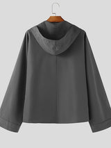 Men's Solid Color Deconstructed Hooded Long Sleeve Jacket SKUL45352