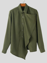 Men's Deconstructed Solid Color Long Sleeve Shirt SKUL37727