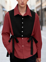 Men's Faux Two Piece Patchwork Long Sleeve Shirt SKUL46566