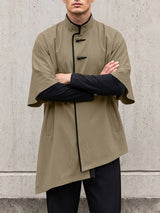 Men's Neo-Chinese Avant-Garde Asymmetrical Hemline Cape Shirt SKUL79043