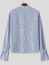 Men's Deconstructed Striped Long Sleeve Shirt SKUL35267