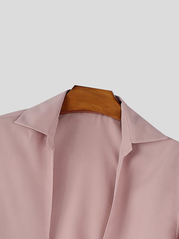 Men's Single Buckle Strap Open-Front Cropped Shirt SKUL57073