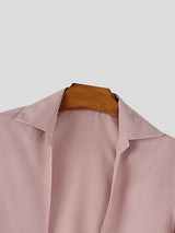 Men's Single Buckle Strap Open-Front Cropped Shirt SKUL57073