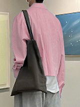 Men's Striped Lapel Cropped Long Sleeve Shirt SKUL31660