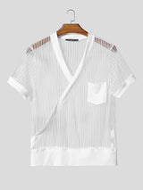 Mens Sheer Striped Short Sleeve T-Shirt SKUL16905