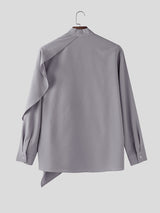 Men's Asymmetric Cape Patchwork Textured Long Sleeve Cardigan SKUL26116