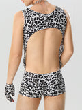 Mens Leopard Print Cutout Sleeveless Bodysuit SKUK23527
