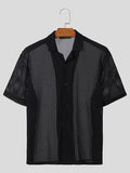 Mens Hollow Out Solid Short Sleeve Shirt SKUK48008