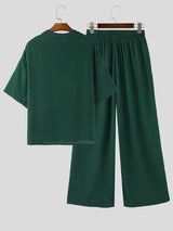 Men's Solid Color Semi Sheer Casual Two Pieces Outfit SKUL53020