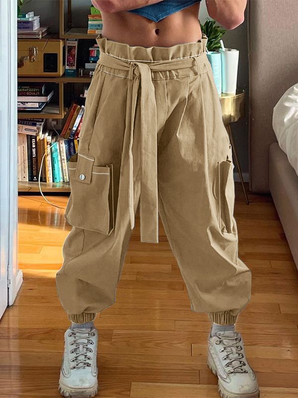 Men's Solid Color Pocket Tie Pant SKUL36597