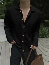 Men's Textured Hollow Out Long Sleeve Shirt SKUL25954