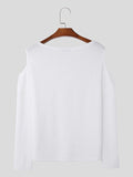 Mens Solid Cold Shoulder Casual Knit T-Shirt SKUK45295