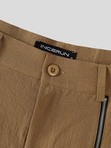 Mens Solid Color Double Zipper Casual Skirt SKUL25726