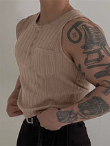 Men's Solid Color Knit Texture Casual Tank SKUL17865