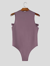 Men's Avant-Garde Cutout Color-Block High Stretch Slim Fit Bodysuit SKUL60606