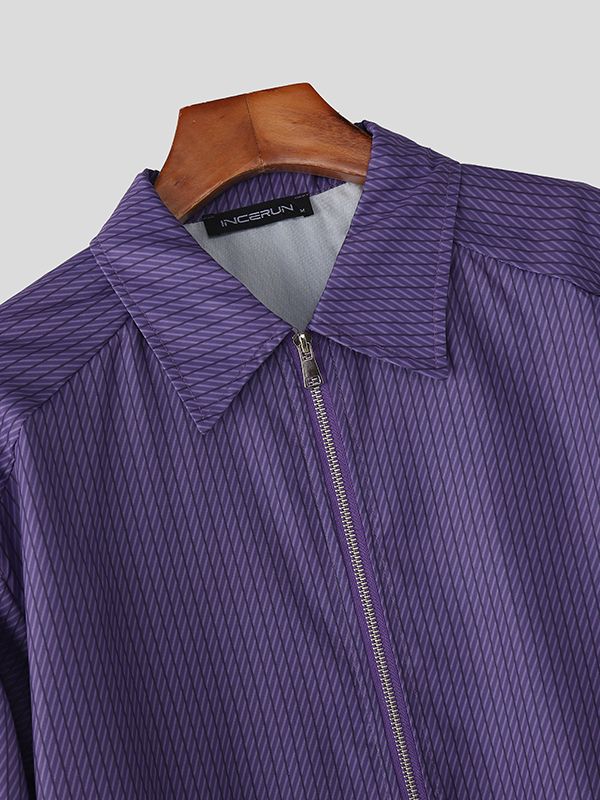 Men's Stripe Casual Long Sleeve Jacket SKUL42650