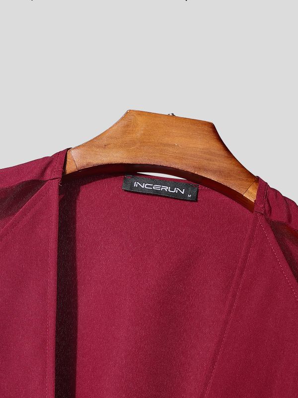 Men's Ribbon Design Sheer Mesh Long Sleeve Jumpsuit SKUL53285