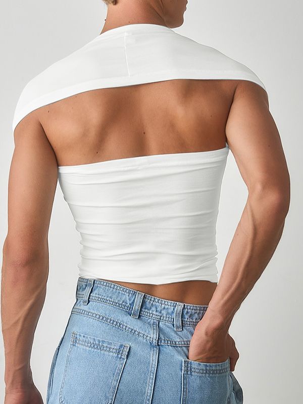 Men's Deconstructed Open Back Short Sleeve T-shirt SKUL50141