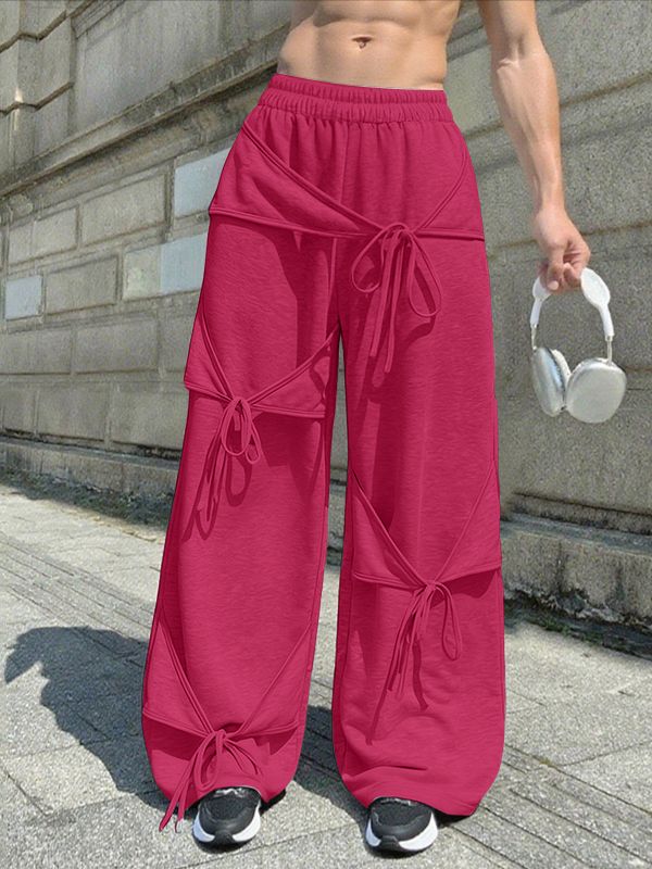 Men's Deconstructed Drawstring Cross Design Casual Pant SKUL36335