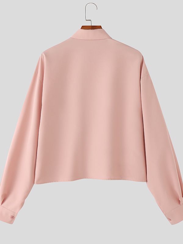 Men's Solid Color Loose Long Sleeve Shirt SKUL47908