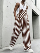 Men's Striped Contrast Color Casual Jumpsuit SKUL59515
