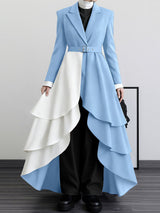 Men's Irregular Pleated Hem Color Block Long Sleeve Blazer SKUL36526