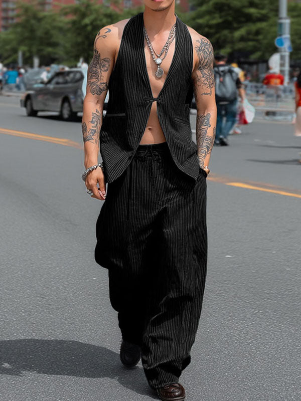 Men's Striped Casual Two Pieces Outfit SKUL21143