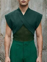 Men's Avant-Garde Crossover Mesh Panel Sleeveless Tank SKUL63143