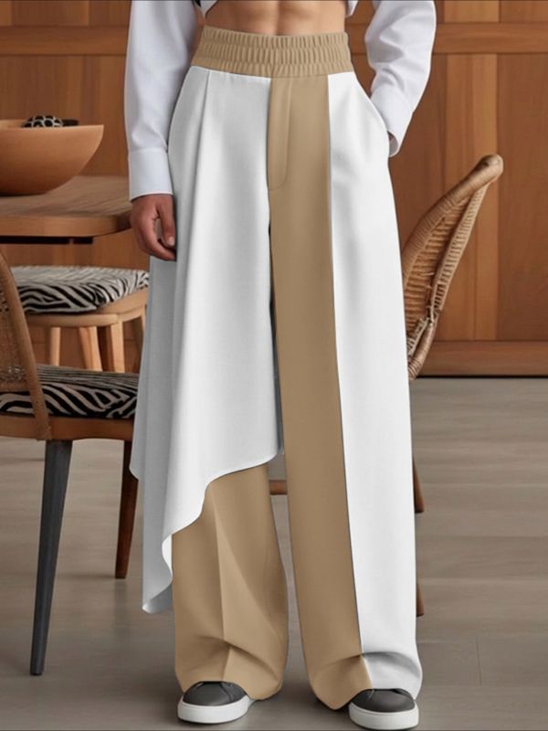 Men's Ruffle Hem Contrast Color Casual Pant SKUL53016