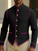 Men's Colorblock Stand Collar Casual Long Sleeve Blazer SKUL28216