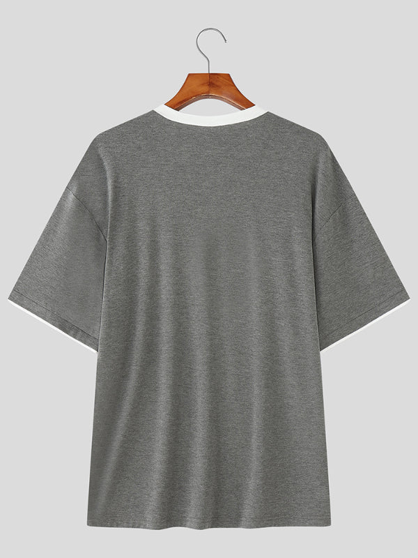 Mens Contrast Color Casual Short Sleeve T-Shirt SKUL17890
