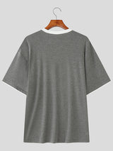 Mens Contrast Color Casual Short Sleeve T-Shirt SKUL17890