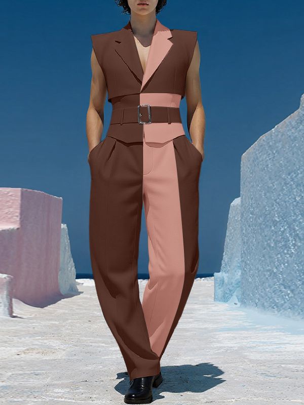 Men's Color Block Two Pieces Outfit SKUL39887