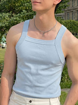 Men's Casual Summer Square Neck Wide Strap Tank SKUL71297