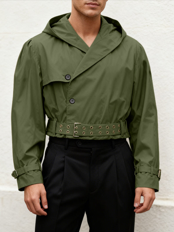 Men's Solid Color Hooded Long Sleeve Jacket SKUL45314