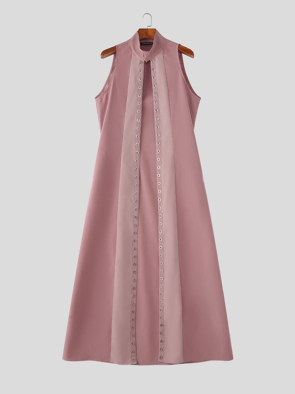 Men's Contrast Color Eyelet Sleeveless Cardigan SKUL47942