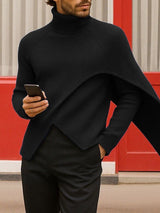 Men's Deconstructed Textured High Neck Long Sleeve T-Shirt SKUL28499