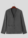 Mens Solid Button Front Plush Cardigan SKUK41227