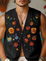 Men's Floral Print Casual Waistcoat SKUL20232
