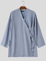 Men's Neo-Chinese Resort Side Tie Wrap Front Cardigan SKUL77325