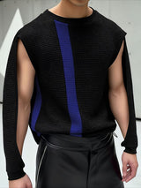 Men's Striped Contrast Color Cut Out Long Sleeve T-shirt SKUL46556