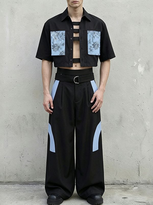Men's Avant-Garde Deconstructed Crop Two Pieces Outfit SKUL61173