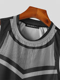 Mens Striped Print Knit Sleeveless Crop Top SKUK10316