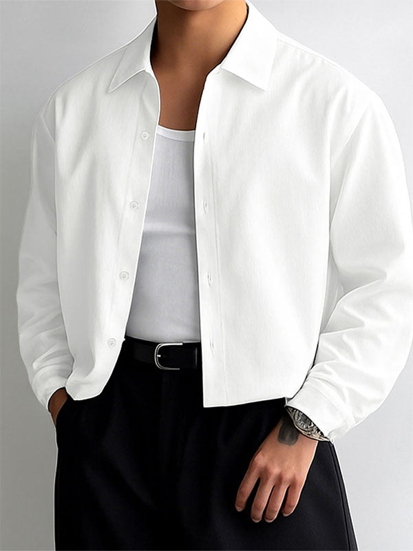 Men's Solid Color Casual Long Sleeve Shirt SKUL25952