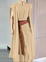 Men's Ribbon Waist Tie Long Shirt SKUL30495