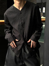 Men's Solid Color Textured Long Sleeve Shirt SKUL41190