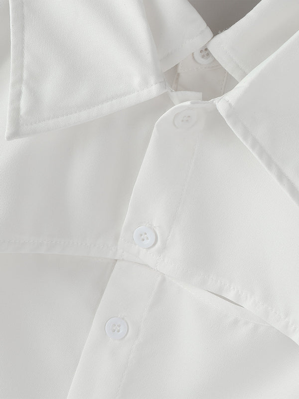 Men's Solid Hollow Fake Two Piece Long Sleeve Shirt SKUL24190