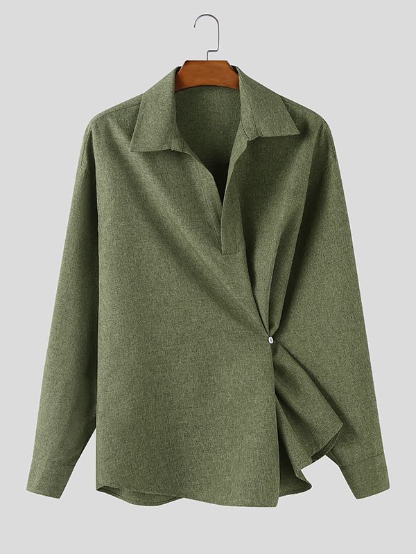 Men's Deconstructed Loose Irregular Long Sleeve Shirt SKUL37748