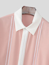 Men's Contrast Color Line Long Sleeve Shirt SKUL48853